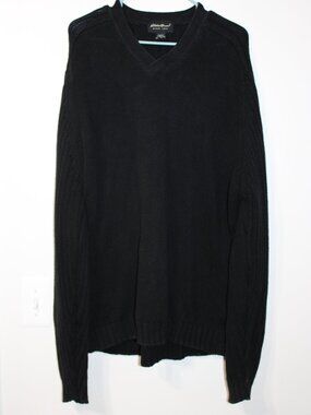 Men's Eddie Bauer 100% Cotton V-Neck Long Sleeve Pullover Sweater w/Ribbed Hem